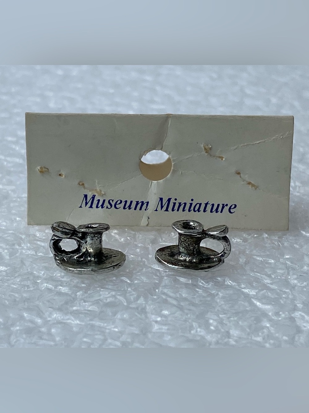 Lot of 2 Vintage Another Museum Miniature Pewter Candle Holders Chambersticks
